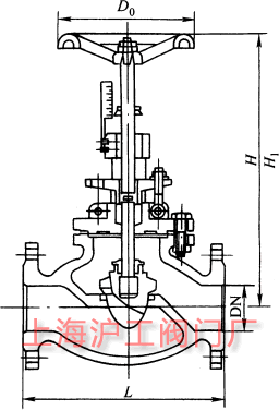 T40H-10、T40H-16、T40H-25 型手動(dòng)調(diào)節(jié)閥主要外形及結(jié)構(gòu)尺寸示意圖